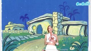 Cuki tinédzser wilma flintstone cosplayben masturbál és cidázza a gigászi fazsat
