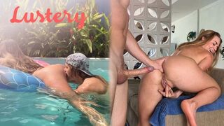 Buxom világos szőke amateur kufferjét kefélik úszás után